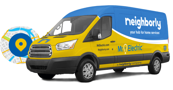 Mr. Electric company van with a location pin.